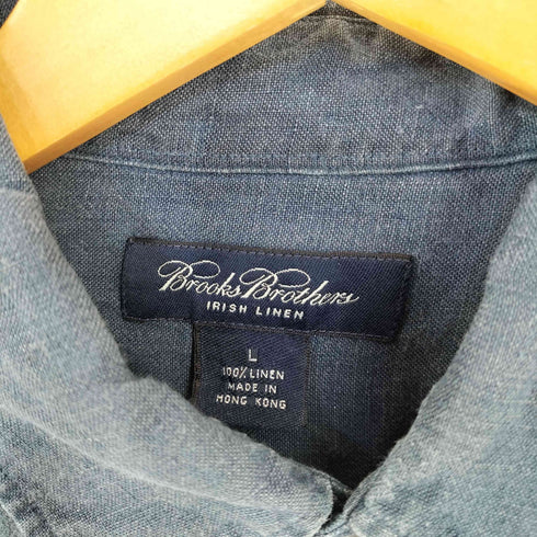 ブルックスブラザーズ BROOKS BROTHERS 香港製 IRISH LINE リネン レギュラーカラーシャツ メンズ import:L