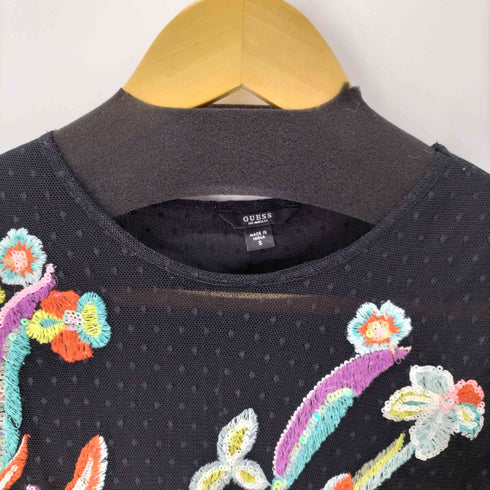 ゲス GUESS SL RYLIE EMBROIDERED MESH TOP スパンコール 花柄 レディース import:S