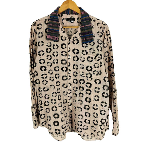 コムデギャルソンオムプリュス COMME des GARCONS HOMME PLUS 07AW マイウェイ期 ネイティブ襟切替 総柄 長袖ボタンシャツ レディース JPN:S