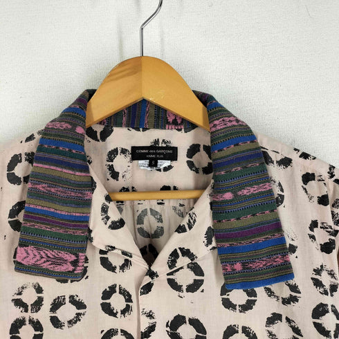コムデギャルソンオムプリュス COMME des GARCONS HOMME PLUS 07AW マイウェイ期 ネイティブ襟切替 総柄 長袖ボタンシャツ レディース JPN:S