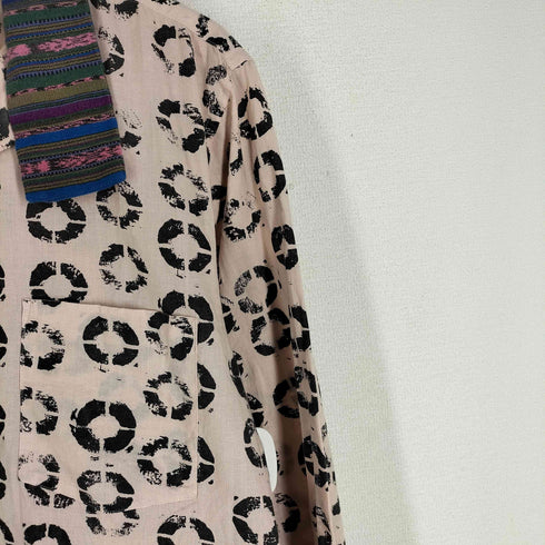 コムデギャルソンオムプリュス COMME des GARCONS HOMME PLUS 07AW マイウェイ期 ネイティブ襟切替 総柄 長袖ボタンシャツ レディース JPN:S