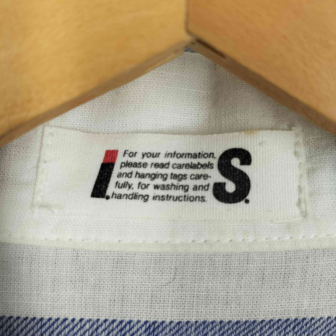 アイエスイッセイミヤケ I.S. ISSEY MIYAKE 80s チェック柄 ウィングカラー 長袖シャツ メンズ