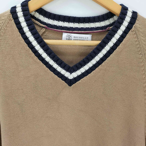 ブルネロクチネリ BRUNELLO CUCINELL ゴルフストライプリブニット メンズ 48