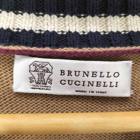 ブルネロクチネリ BRUNELLO CUCINELL ゴルフストライプリブニット メンズ 48