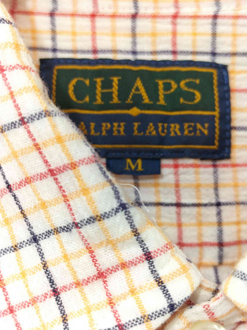 チャップスラルフローレン CHAPS RALPH LAUREN 90-2000s マルチカラー格子 BD半袖コットンシャツ メンズ M
