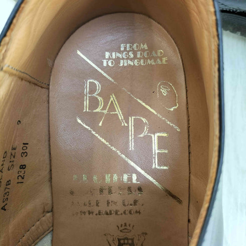 アベイシングエイプ A BATHING APE イングランド製 レースアップ プレーントゥ エナメル ドレスシューズ メンズ UK:9