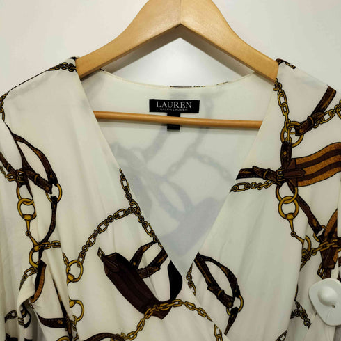 ローレンラルフローレン LAUREN RALPH LAUREN ベルト柄 カシュクールロングワンピース レディース import:S