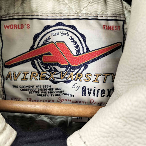 アヴィレックス AVIREX AVIREX USA VARCITY 90-2000S 襟付きスタジャン レザー ウール バックワッペン バーシティジャケット スタジアムジャケット メンズ JPN:M