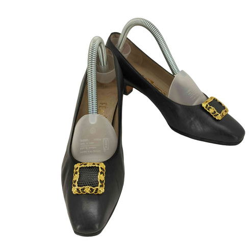 サルヴァトーレフェラガモ Salvatore Ferragamo レザー ヒールパンプス レディース 5 1/2