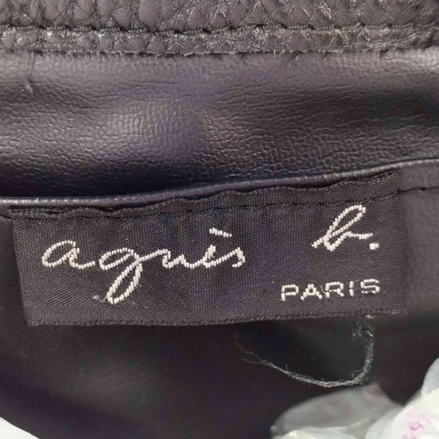 アニエスベー agnes b. レザー巾着ショルダーバッグ ボーダー レディース