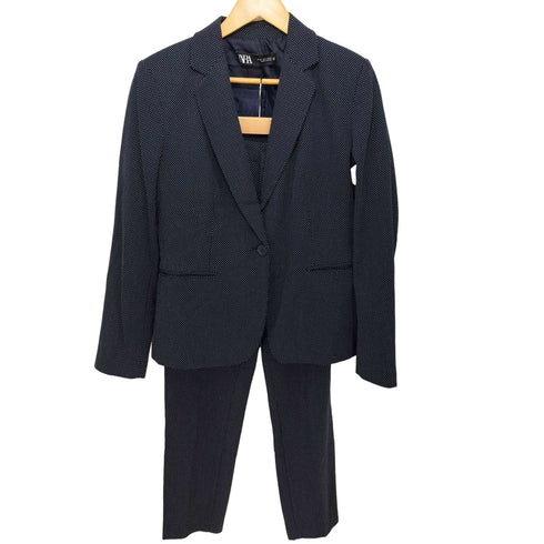 ザラ ZARA ドット柄 1B テーラードジャケット パンツ セットアップ レディース 40/38