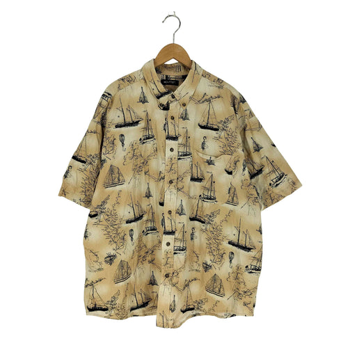 ピューリタン PURITAN 船柄 コットン ボタンダウンシャツ メンズ 2XL