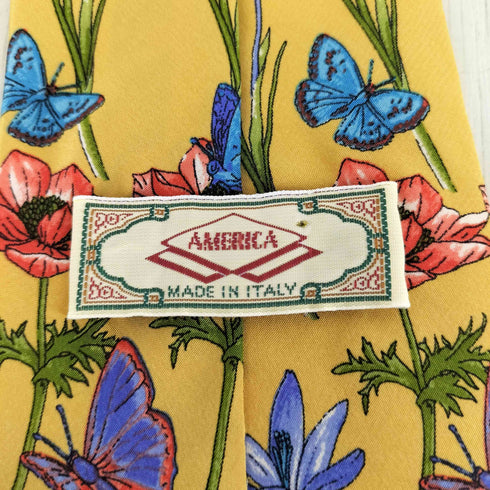 AMERICA OLD 花 蝶々 総柄 シルクネクタイ メンズ