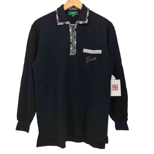 ケンゾーゴルフ KENZO GOLF 90S ロゴ 刺繍 ハーフジップ L/S ポロシャツ メンズ JPN:3