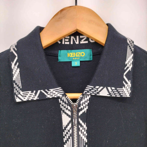 ケンゾーゴルフ KENZO GOLF 90S ロゴ 刺繍 ハーフジップ L/S ポロシャツ メンズ JPN:3