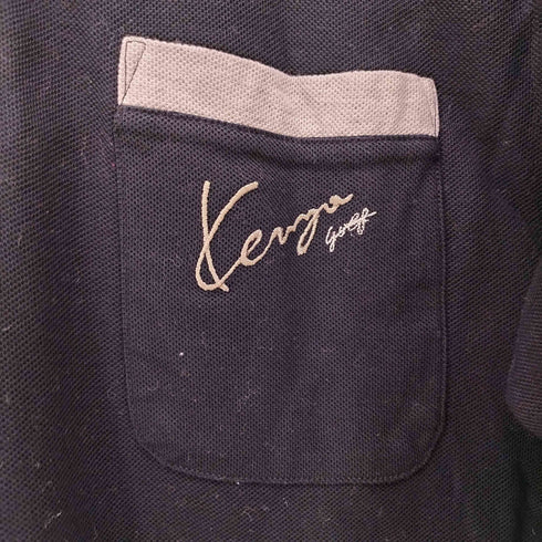 ケンゾーゴルフ KENZO GOLF 90S ロゴ 刺繍 ハーフジップ L/S ポロシャツ メンズ JPN:3