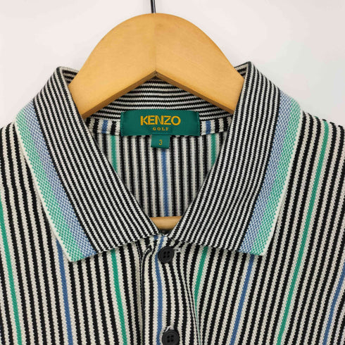 ケンゾーゴルフ KENZO GOLF 90S ロゴ 刺繍 ストライプ S/S ポロシャツ メンズ JPN:3