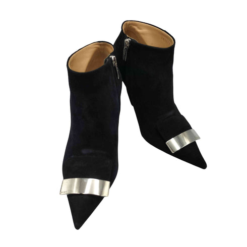 セルジオロッシ sergio rossi イタリア製 Ankle Boot スウェード プレートデザイン アンクル ショートブーツ レディース EUR:36