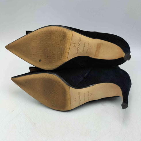 セルジオロッシ sergio rossi イタリア製 Ankle Boot スウェード プレートデザイン アンクル ショートブーツ レディース EUR:36