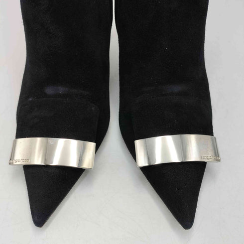 セルジオロッシ sergio rossi イタリア製 Ankle Boot スウェード プレートデザイン アンクル ショートブーツ レディース EUR:36