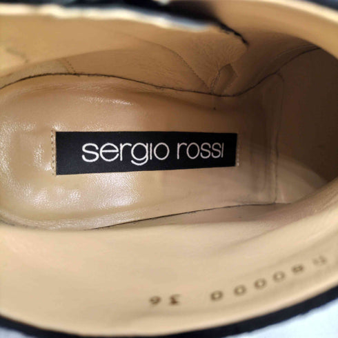 セルジオロッシ sergio rossi イタリア製 Ankle Boot スウェード プレートデザイン アンクル ショートブーツ レディース EUR:36