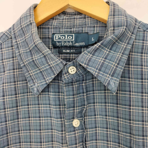 ポロバイラルフローレン Polo by RALPH LAUREN SLIM FIT スモールポニー刺繍コットンチェックBDシャツ メンズ import:L