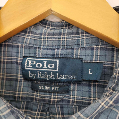 ポロバイラルフローレン Polo by RALPH LAUREN SLIM FIT スモールポニー刺繍コットンチェックBDシャツ メンズ import:L