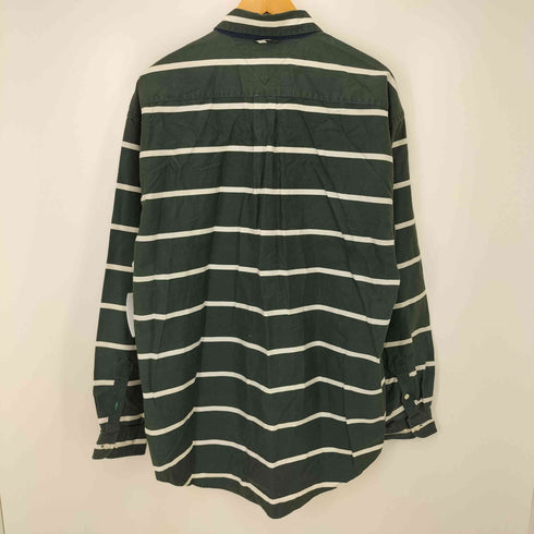 トミーヒルフィガー TOMMY HILFIGER 90S エンブレム刺繍 ボーダー ボタンダウンシャツ メンズ import:XL
