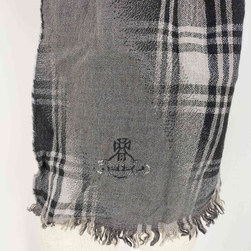 ヴィヴィアンウエストウッド Vivienne Westwood オーブ刺繍 チェックウールマフラー レディース