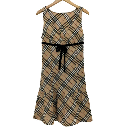 バーバリーブルーレーベル BURBERRY BLUE LABEL ノバチェック ベルベットリボン ノースリーブ ワンピース レディース EUR:38