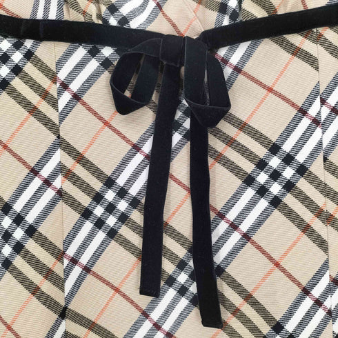 バーバリーブルーレーベル BURBERRY BLUE LABEL ノバチェック ベルベットリボン ノースリーブ ワンピース レディース EUR:38