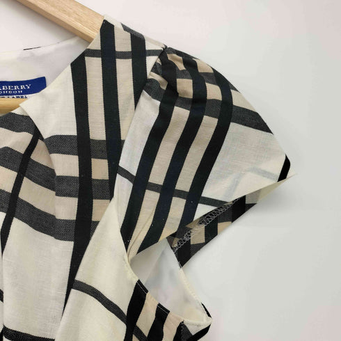 バーバリーブルーレーベル BURBERRY BLUE LABEL 白ノバチェック パフスリーブ ワンピース レディース EUR:38