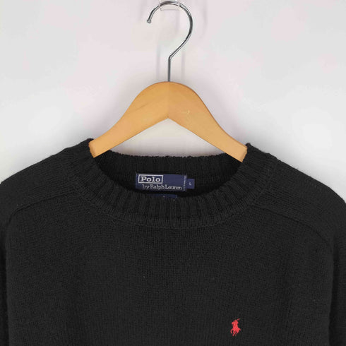 ポロバイラルフローレン Polo by RALPH LAUREN ポニー刺繍 クルーネックウールニット メンズ import:L