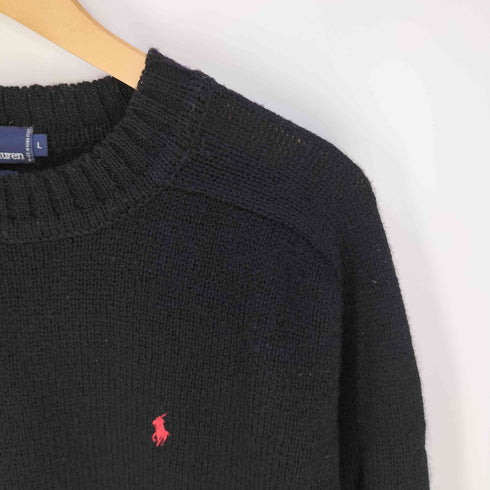 ポロバイラルフローレン Polo by RALPH LAUREN ポニー刺繍 クルーネックウールニット メンズ import:L