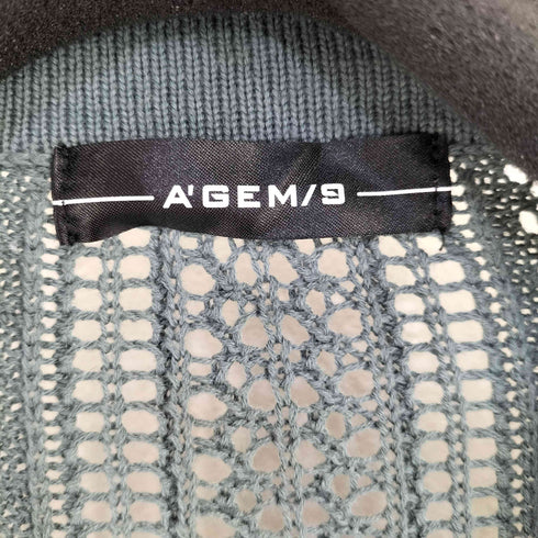 エージェムナイン AGEM/9 シースルーオーバーサイズニットカーディガン 透かし編みカーディガン メンズ FREE