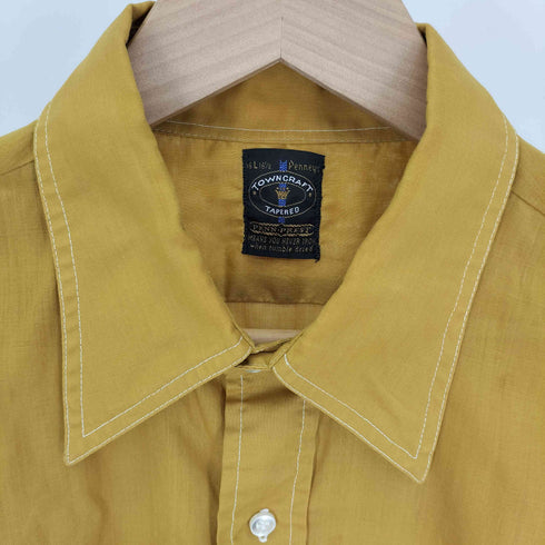 ぺニーズタウンクラフト PENNEYS TOWNCRAFT 60S-70S PENN-PREST 襟芯 ステッチデザイン ラウンドカット レギュラーカラーシャツ メンズ import:L