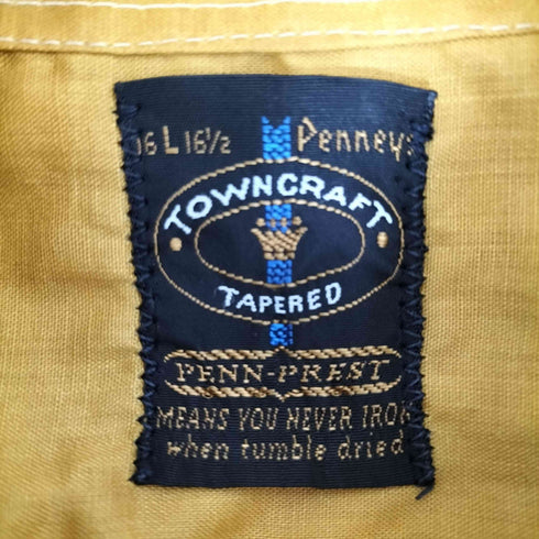 ぺニーズタウンクラフト PENNEYS TOWNCRAFT 60S-70S PENN-PREST 襟芯 ステッチデザイン ラウンドカット レギュラーカラーシャツ メンズ import:L