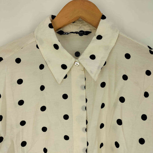 ザラ ZARA ドット柄 比翼シャツ レディース import:S