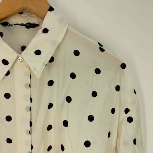 ザラ ZARA ドット柄 比翼シャツ レディース import:S