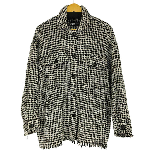 ザラ ZARA Tweed Plaid Button Front Oversized Shacket レディース import:M
