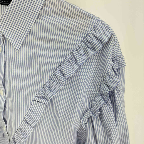 ザラ ZARA フリル付き ストライプ柄 ポプリンシャツ レディース import:M