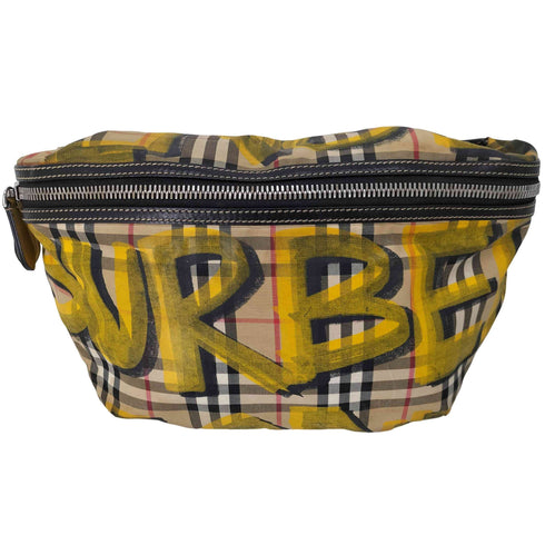 バーバリー BURBERRY 18AW VINTAGE CHECK GRAFFITI PRINT SONNY BUM BAG ペイント バーバリーチェック 2WAY ボディバッグ バムバッグ メンズ