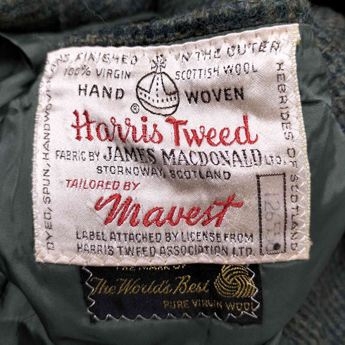 60-70S Harris Tweed Mavent ユニオンチケット ミックスカラー ツイードチェック 3B テーラードジャケット メンズ