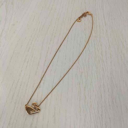スワロフスキ SWAROVSKI スワン アニマル トップ チャーム ラインストーン ネックレス レディース