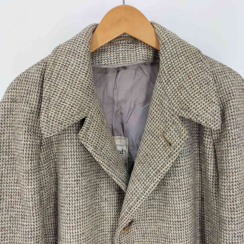 60S Harris Tweed Sieller ミックスカラー ピッチチェック ツイード ロング チェスター コート メンズ