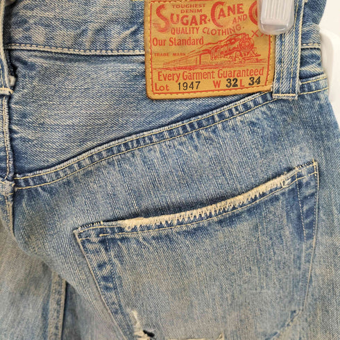 シュガーケーン SUGAR CANE ダメージ加工 デニムショーツ メンズ W32 L34