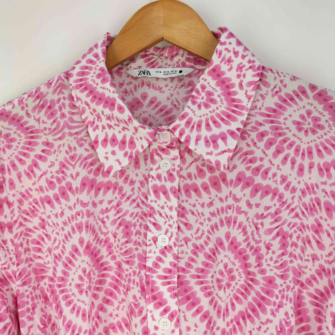ザラ ZARA PINK PRINTED MINI DRESS シャツワンピース レディース import:XL
