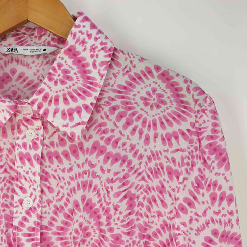 ザラ ZARA PINK PRINTED MINI DRESS シャツワンピース レディース import:XL