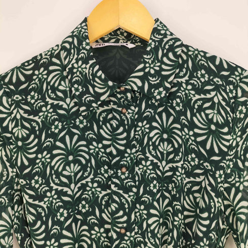 ザラ ZARA PRINTED DRESS プリント シャツワンピース レディース import:XS