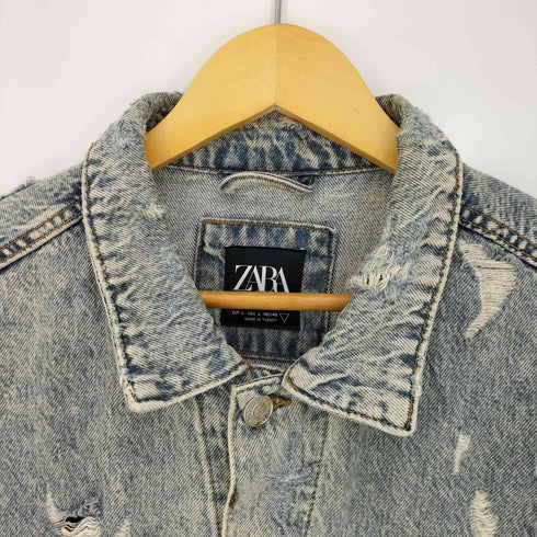 ザラ ZARA クラッシュペインティングデニムジャケット メンズ import:L